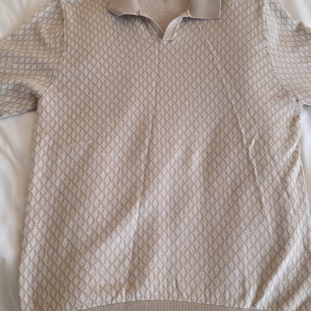 Magaschoni Beige Patterned Knit  Polo Shirt